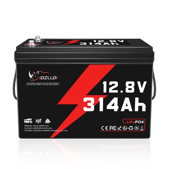 IDZLLDI 12V 314Ah LiFePO4 Battery, 200A BMS, 15000+ Deep Cycles, 4019Wh Energy, Low-Temp Protection Lithium Battery for RV, Solar, Home Energy, Off Grid, Backup Power, Marine