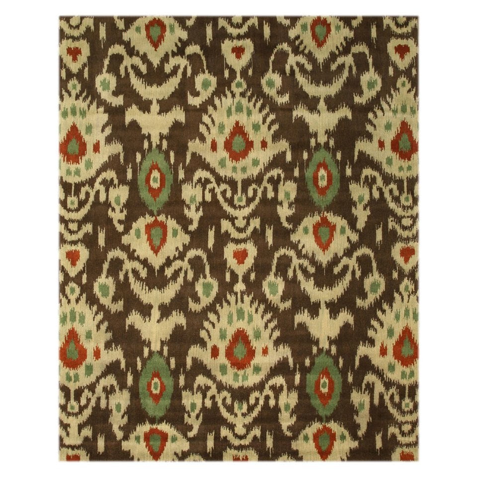 Hand-Tufted Multicolor Wool Ikat Rug, 8' x 10'