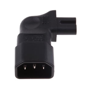 IEC 320 C1 Adapter PLUG/SOCKET, 90 Degree Connector, IEC 3Pole Male 320 C7 Female Blk
