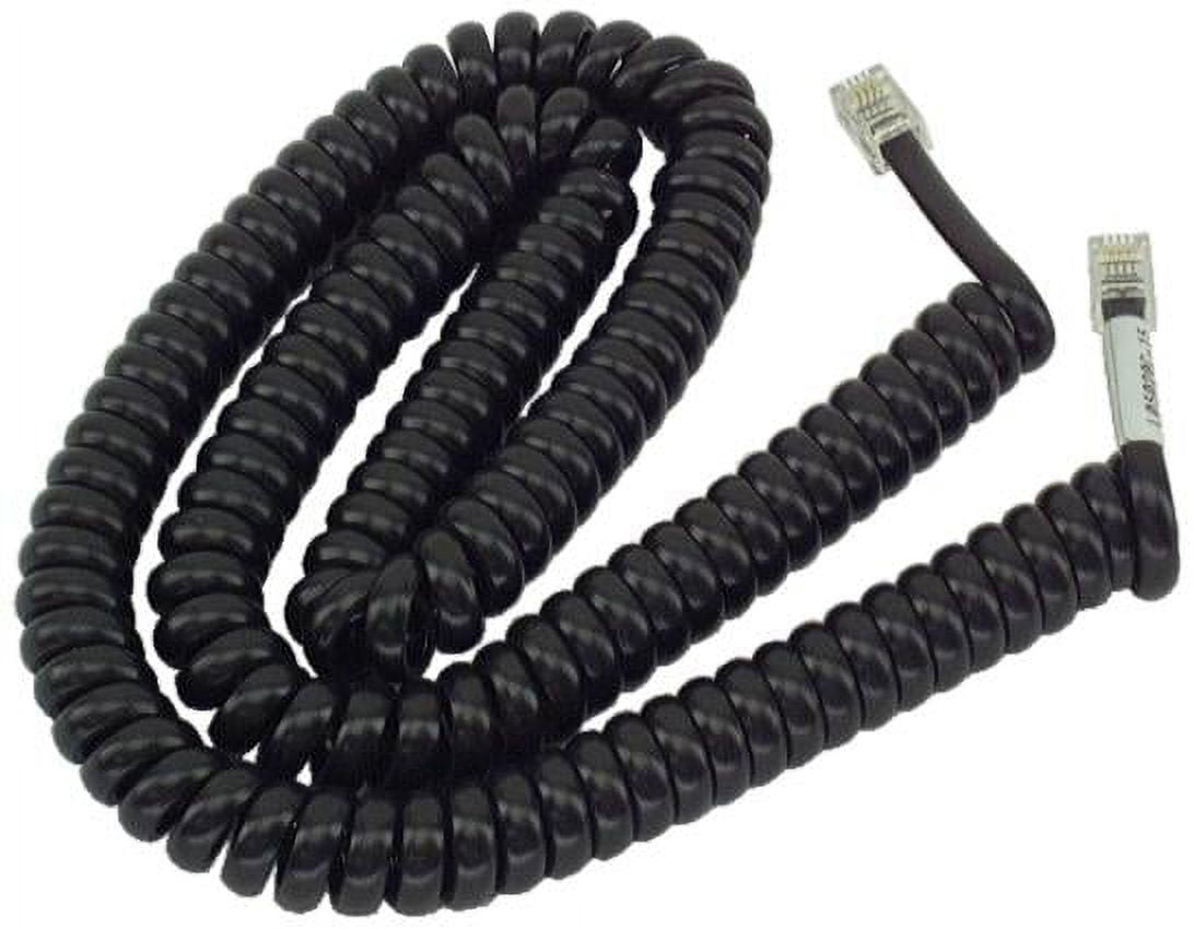 IEC L05020C-15 Coiled Phone Handset Cord Black 15' - Walmart.com