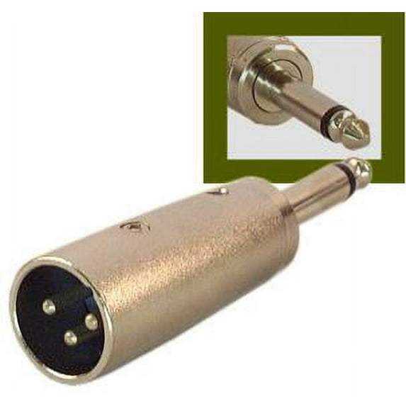 IEC L7224-0 "3 Pin XLR Male to 1/4"" Phone Male Unbalanced (2 pole on Phone Plug) Adapter"