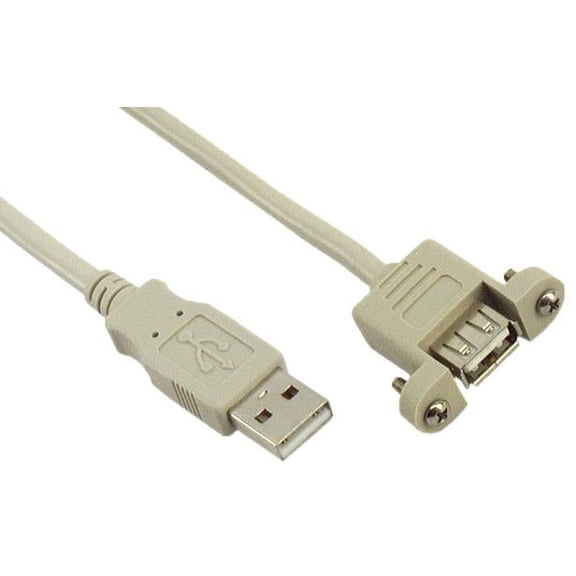 IEC M2402-MT-03 USB Type-A Extension & Panel Mount Cable 3 feet (USB 2.0 Compliant)