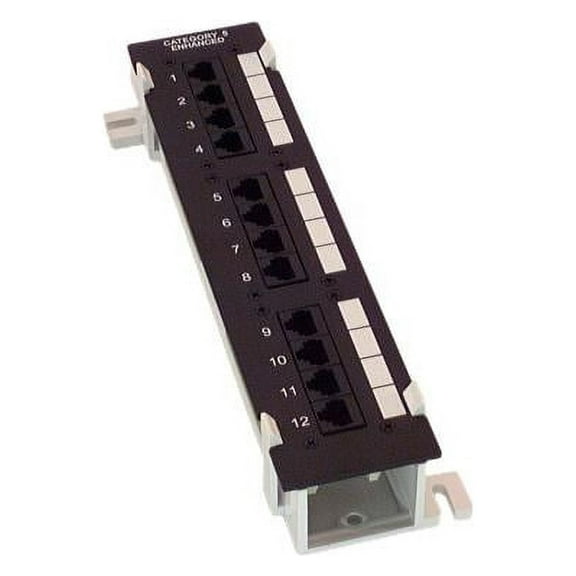 IEC PM10812 Compact 12 Port Cat 5e 568B Patch Panel with Mounting Frame