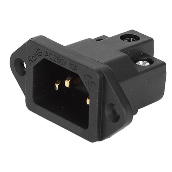 IEC Power Inlet, Fidelity IEC Panel Mount Plug Gold Plated Wear Resistant For Audio Visual Appliances Black IB70(G)