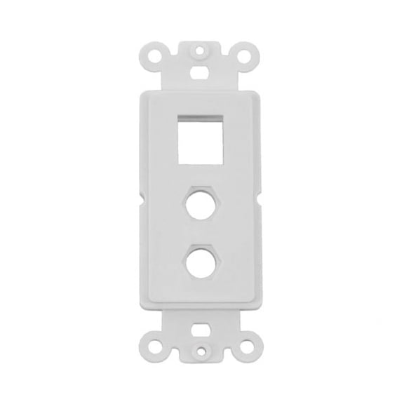 IEC WDH341012 White Decora Insert with One Keystone and two 3/8 inch (for F100) Cutouts