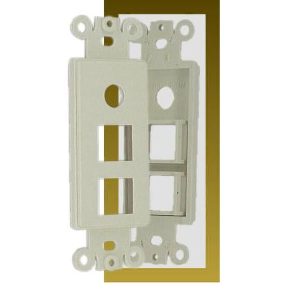 IEC WDH342011 White Decora Insert with Two Keystone and One 3/8 inch (for F100) Cutouts