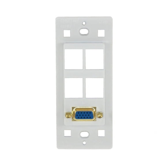 IEC WDH661344 White Decora Insert with One VGA and Four Keystone Cutouts