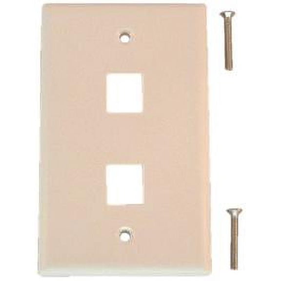 IEC WH10802 White Plastic Wall Plate with 2 Cutouts for Keystone Inserts