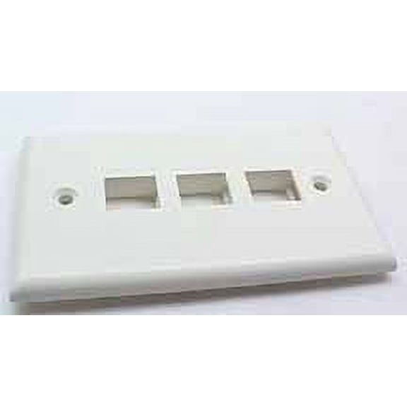 IEC WH10803 White Plastic Wall Plate with 3 Cutouts for Keystone Inserts