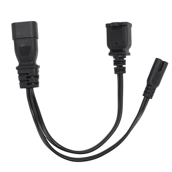 IEC320 C14 Male to C7 and 1-15R Female Y Splitter Power Cable Heavy Duty Dual Splitter Extension Cord for Laptop Adapters Printers Speakers, 12.6 inches / 32 cm