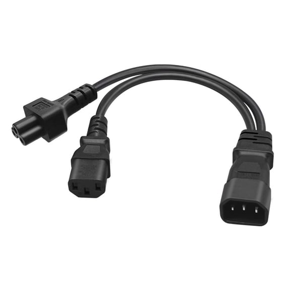 IEC320 C14 to C5+C13 Y-Type Splitter Power Cord, IEC 320 C14 Male to C5+C13 Female Power Supply Adapter Cable Line