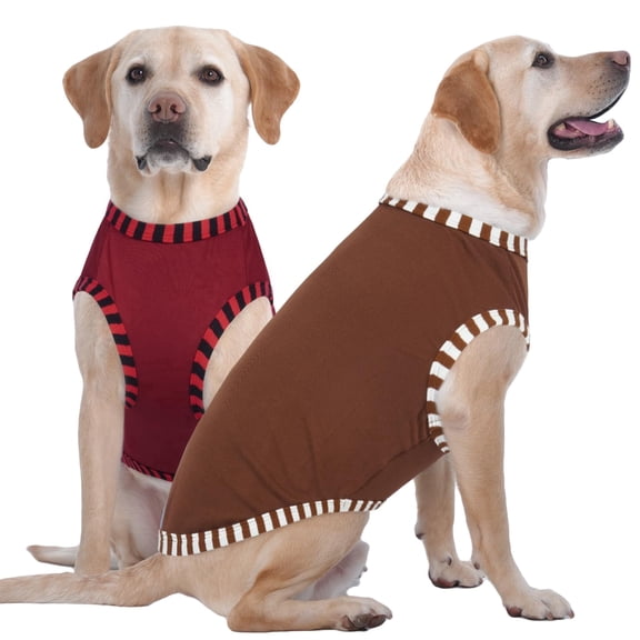 IECOii 2 Pack Dog Shirt for Large Dogs | Pullover T-Shirts, Sun Protection in Outdoor, Sleeveless Tank Top for Large Breeds, Coffee+DarkRed, 3XL