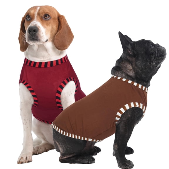 IECOii 2 Pack Dog T-Shirt for Small Dogs | Breathable Stretch Fit for Summer, UV Sun Protection for Chihuahua & Cats, Coffee+DarkRed,M