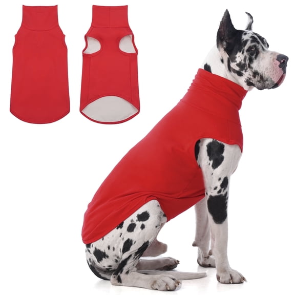 IECOii 4XL Dog Sweater - Stretch Fleece Sweater with Turtleneck,DarkRed,XXXX-Large, Warm Pullover Sweatshirt Pajamas for Indoor Sleeping/Outdoor Walking, Comfort Fit for Giant Breeds Like Great Dane