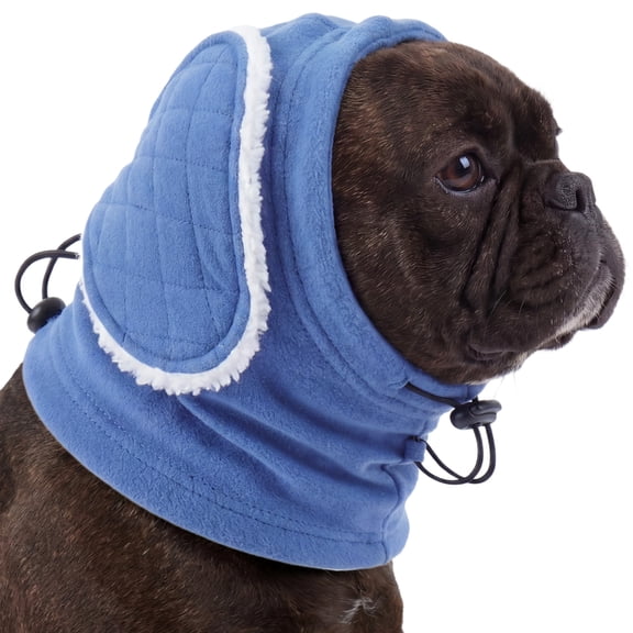 IECOii Adjustable Dog Ear Cover for Small Dogs,Dog Ear Muffs with Sound-Absorbing Pads,Head Wrap Calming Hoodie for Dogs Noise Anxiety,Thunder,Fireworks,No Flap Ear Wraps for Dogs Hematoma,M,Blue