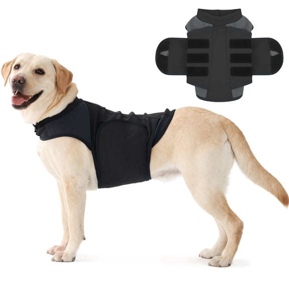IECOii Dog Anxiety Vest Adjustable Dog Calming Shirt for Medium Dogs Anxiety Relief for 4th of July Firework Thunder Separation Anxiety Travel Vet Visit, Gray, L