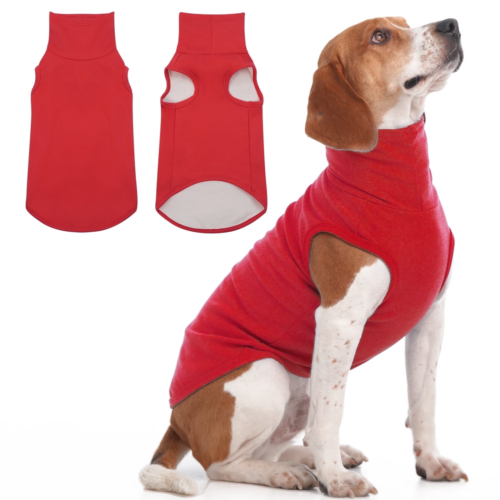 IECOii Dog Fleece Vest Sweater - Stretch Warm Pullover with Turtleneck, Blue,Large, Easy On/Off Winter Dog Sweater for Medium Large Dogs Girl Boy, Winter Fall Jumpsuit with High Neck