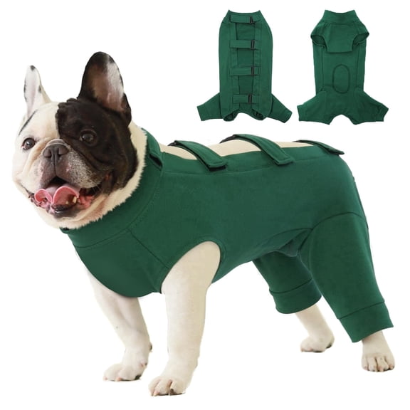 IECOii Dog Surgery Recovery Suit for Female Or Male Dogs,Post Surgery Dog Onesies for Spay Neuter,Small Dog Surgical Suit for Abdominal Wound and Rear Leg,Dogs E-Collar & Cone Alternative,S-Green