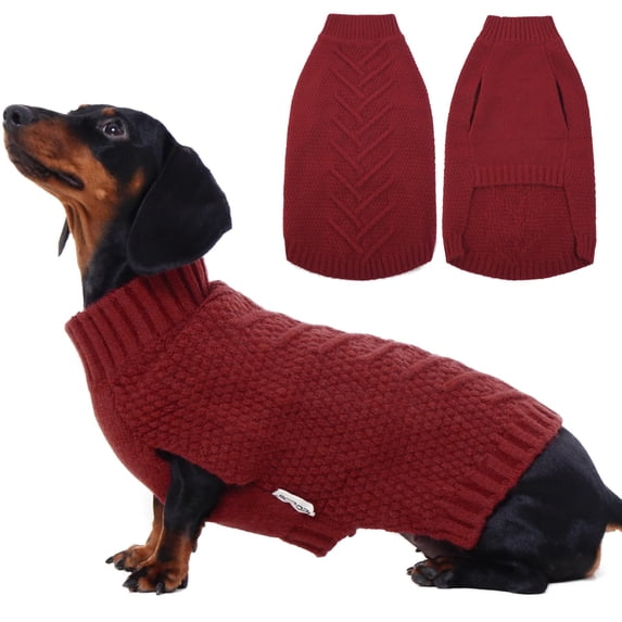 IECOii Dog Sweaters Warm Stretchy Pet Clothes for Christmas Halloween Pullover Winter Knitwear for Medium Dogs,Red,M