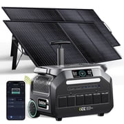 IEE P2400 2048Wh Solar Generator with 2x200W Panels, 2400W 4800W Surge LiFePO4 Power Station, Fast Charging, APP Control, 16 Ports, UPS Battery Backup for Home, RV, Camping