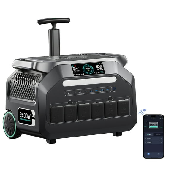 IEE P2400 2400W Solar Generator - 2048Wh LiFePO4 Battery, App Control, UPS Backup for Home & Camping