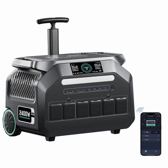 IEE P2400 Portable Solar Generator – 2048Wh 2400W LiFePO4 Power Station , 0.9H Fast Charging, App Control for Home Backup & Outdoor Camping