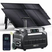 IEE P2400 Solar Generator 2400W/2048Wh with 2 200W Solar Panels, LiFePO4 Battery, 1800W Fast Charging, APP Control Portable Power Station for Home Backup, Camping & Power Outages