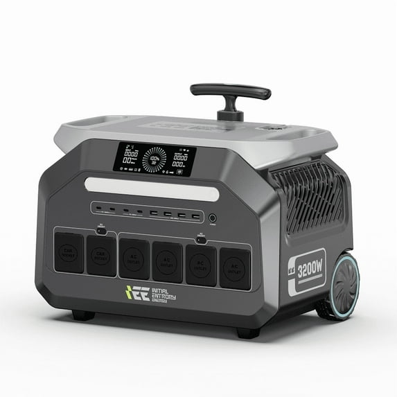 IEE P3200 Solar Generator 3200W/2048Wh LiFePO4|0.6H Fast Charge, 16 Ports, RV Ready, App Control & UPS Backup for Home Emergency