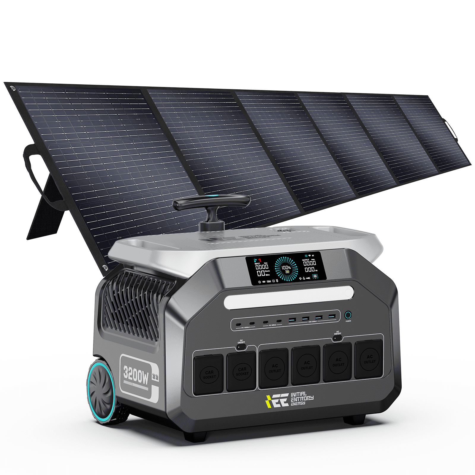 Intel Solar Generator IEE P3200 Solar Generator with 1×500W Solar Panel, 2048Wh/3200W LiFePO4 ...