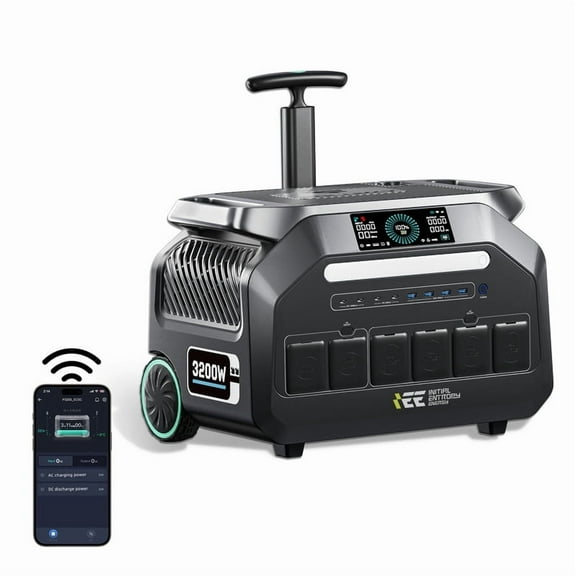 IEE P3200 Solar Generator, 2048Wh Portable Power Station 3200W (6400W Peak), 1-Hour Fast Charging, LiFePO₄ Battery, APP Control Backup Power for Home, Camping & RVs