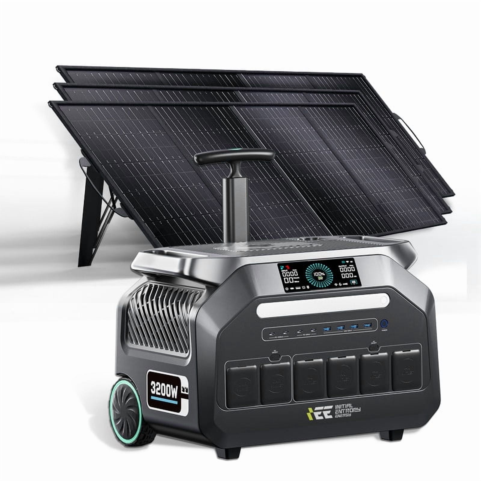 IEE P3200 Solar Generator with 3x200W Panels, 3200W/2048Wh Portable ...