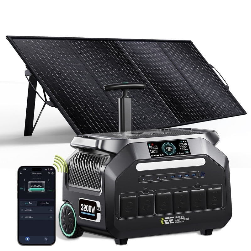 IEE P3200 Solar Generator with 400W Panel, 3200W/2048Wh Solar Power Station, 1-Hour Fast Charging, Smart APP Control, Portable Backup Power for Home, Camping, RV & Outdoor Use