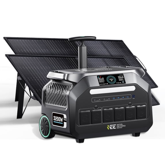 IEE P3200 power portable station with 2X400W solar panel ,1 hour fast charging, UPS,APP Control,Home and outdoor Backup,RV.Caming .