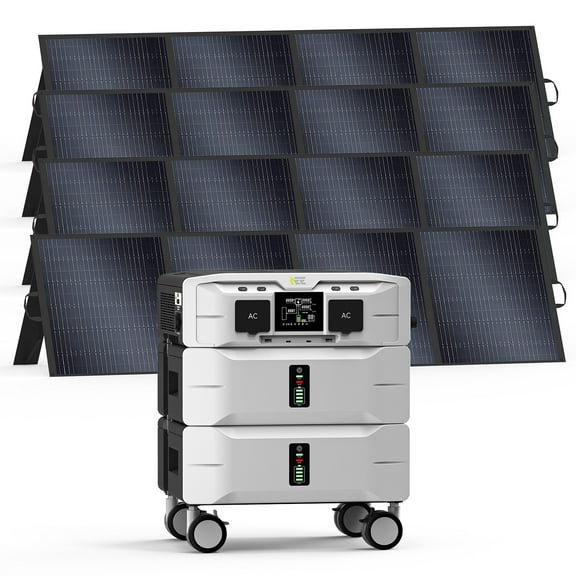 IEE SP5000 Portable Power Station & Solar Generator with 4x200W Solar Panels, 5000W 5120Wh, for Home Backup & Outdoor Use