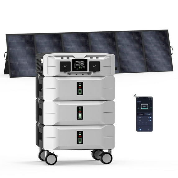 IEE SP5000 Solar Generator 7680Wh with 1x500W Panel | 5000W Home & RV Power Backup | Emergency & Camping Ready