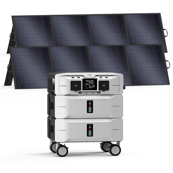 IEE SP5000 Solar Power Generator 5120Wh with 2x200W Solar Panels | 5000W Output for Home Backup Power, RV & Camping, 240V & 120V Outlets