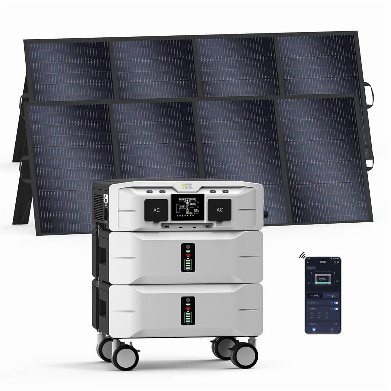IEE SP5000 Solar Powered Generator 5120Wh with 2x400W Panels - 5000W Output, Home Backup for Blackouts, RV & Camping