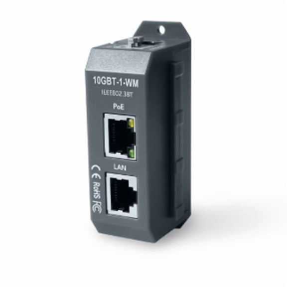 IEEE 802.3af/At/Bt 4 Pair Active PoE Injector 2.5G/5G/10G High-Speed PoE++ 90W Max Outut for HD IP Cameras DIN Rail