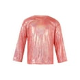 thumbnail image 1 of IEFIEL Big & Little Girls Shiny Metallic Holographic T-Shirt Long Sleeve Basic Layer Shirts Blouse Red 17-18, 1 of 7