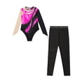 thumbnail image 1 of IEFIEL Girls 2Pcs Athletic Fitness Outfit Shiny Metallic Unitard with Pants Leggings Ballet Rhythmic Gymnastics Suit Hot Pink 16, 1 of 5