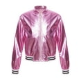 thumbnail image 1 of IEFIEL Girls Boys Metallic Bomber Jacket Juniors Long Sleeve Bronzing Coat Outerwear for Hip Hop Jazz Dance Pink-B 8, 1 of 7