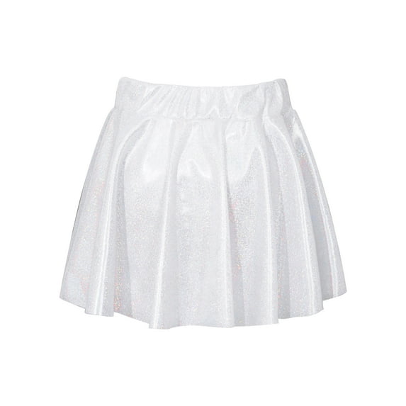 IEFIEL Girls Bronzing Cloth Dance Skirt Shiny Juniors Youth Casual Pleated Miniskirt Dancewear,Sizes 2-16