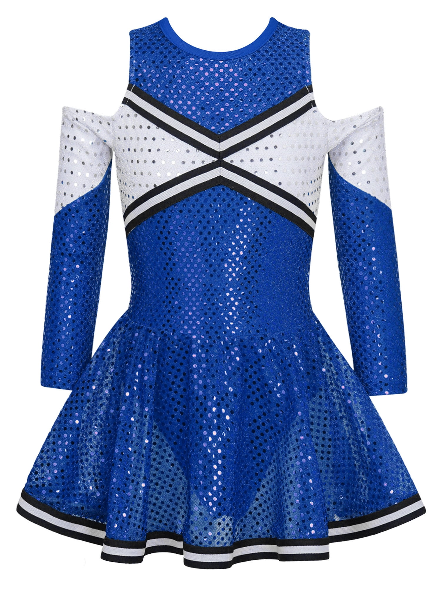 IEFIEL Girls Cheer Leader Cheerleading Costume Uniform Outfit Off-Shoulder  Fancy Dress with Pompoms Royal Blue 16 - Walmart.com