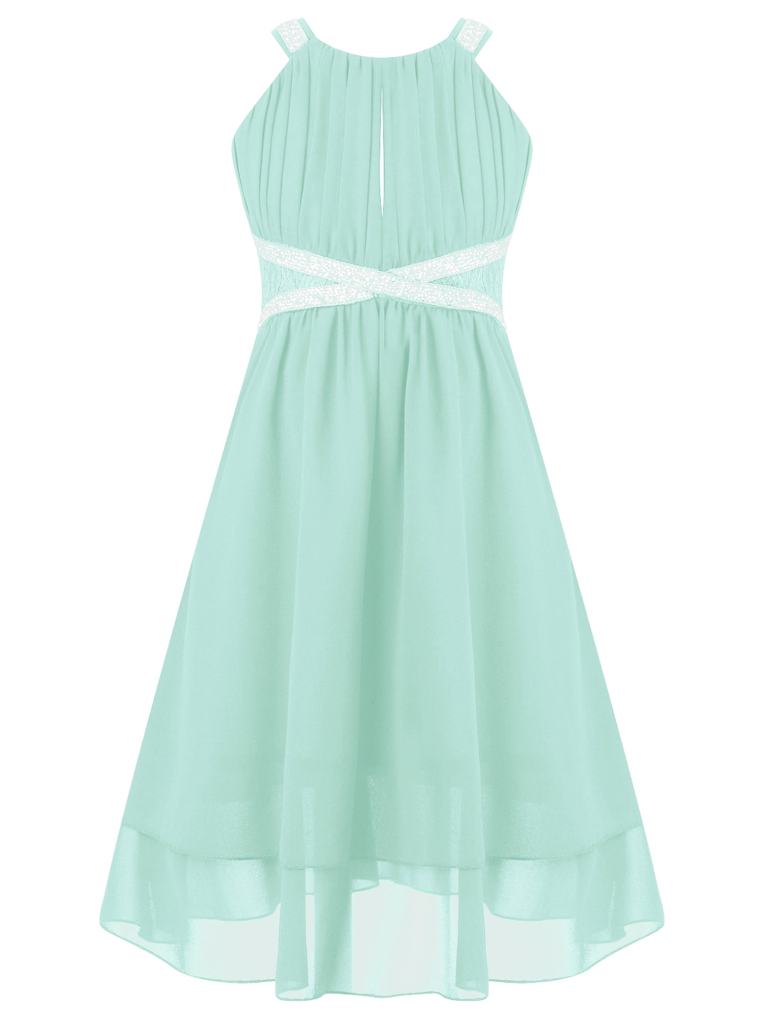 White Half Sleeve Girls Party Dress GCH0140