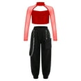 thumbnail image 1 of IEFIEL Girls Hip Hop Street Dance Costume Sequins Open Back Crop Top with Chain Jogger Pants Dancewear A Red 6, 1 of 7