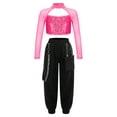 thumbnail image 1 of IEFIEL Girls Hip Hop Street Dance Costume Sequins Open Back Crop Top with Chain Jogger Pants Dancewear Hot Pink 8, 1 of 7