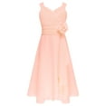 thumbnail image 1 of IEFIEL Girls Juniors Bridesmaids Dress Chiffon Elegant Flower Girl Dress Summer A Line Sundress A Pink 14, 1 of 7
