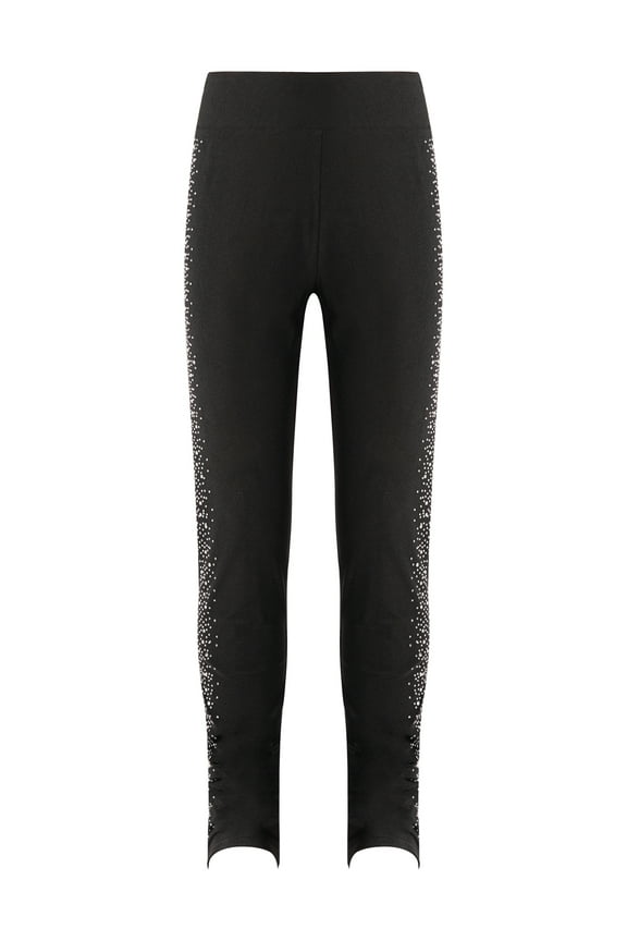 Girls Juniors Figure Skating Pants Sparkly Rhinestones Gymnastics Workout Dance Leggings Pants Black 12