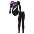 thumbnail image 1 of IEFIEL Girls Juniors Ice Skating Outfit Shiny Rhinestones Leotard with Pants Leggings Gym Suit Sportswear Purple&Hot Pink 6, 1 of 7