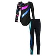 thumbnail image 1 of IEFIEL Girls Juniors Ice Skating Outfit Shiny Rhinestones Leotard with Pants Leggings Gym Suit Sportswear Star Black&Blue 12, 1 of 7